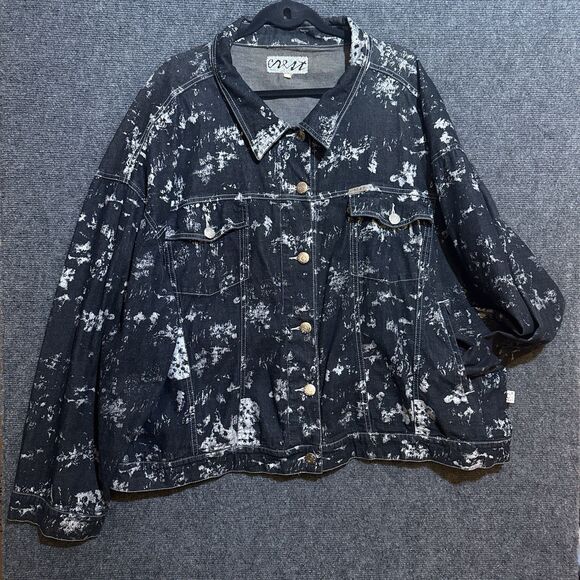 Crest Jackets & Blazers - Crest Jeans Black Denim Jacket Silver Foil Gothic Grunge Biker No Size Label